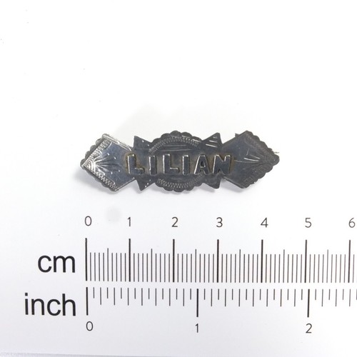 Antique silver name brooch - antique,