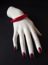 Shiny Vintage Cherry Red Bakelite Bangle * Authentic Hot Water Tested * 17.9g