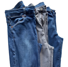 TOPSHOP/OASIS  3 Pairs of Stretch Jeans 2 x Topshop 1 x Oasis Blue & Grey Size 8