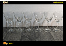 Set of 6 Cut Crystal Wine Glasses –– Vintage Diamond Pattern – Elegant Tableware