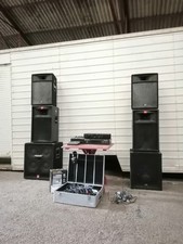 complete sound system set up 7kw rig Behringer 4000w Amp sub scoop bass bin rave
