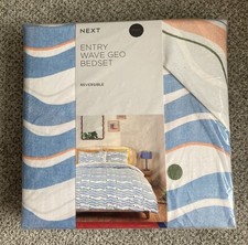 NEW Next Blue Mix Entry Wave Geo Reversible Bed Set DOUBLE SIZE