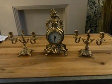 Robert Grant of London Vintage Louis XV mantel clock bronze with candlesticks