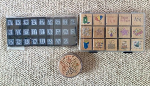 Rubber stamp lot small wooden - rubber,