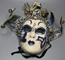 Vintage  Carnival Venetian Masquerade Mask with Bells Royal Blue Jolly Sinfonia