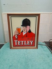 Vintage Original 1970s Illuminated Tetleys Light Up Pub  Box Sign - Working 