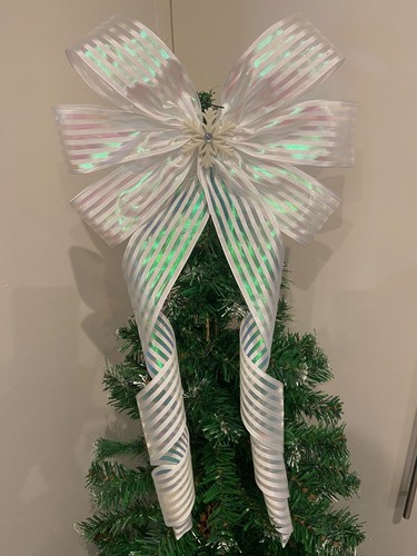 White iridescent tree topper - white,
