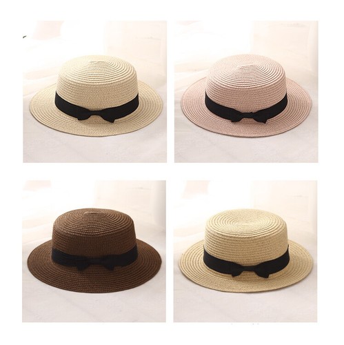 Women ladies straw boater - straw,