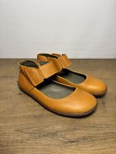 El Naturalista Orange Tan Leather Mary Jane Ankle Strap Flat Shoes Size 36