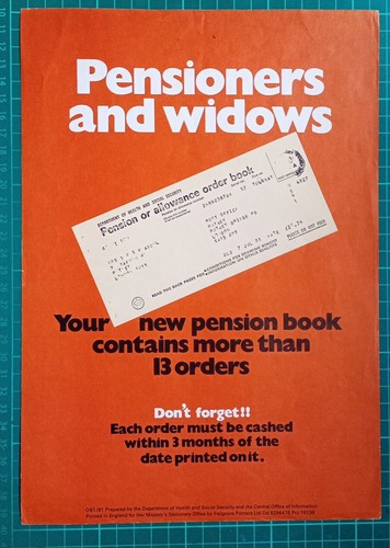 1981 pensioners widows book - &,