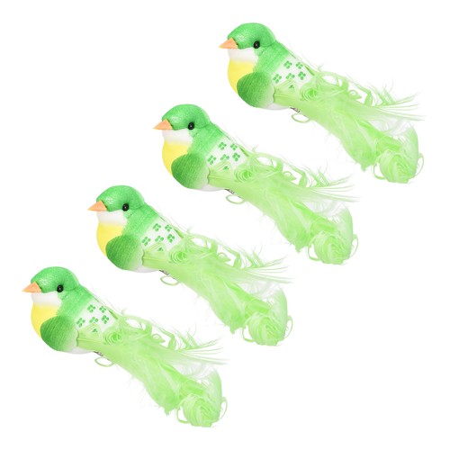 4pcs green realistic - green, feathered