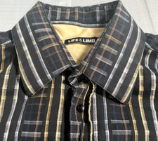 Life and Limb Shirt Mens Large Plaid Button  Pleated Back Long Sleeve