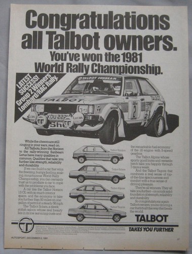1981 talbot world rally - talbot,