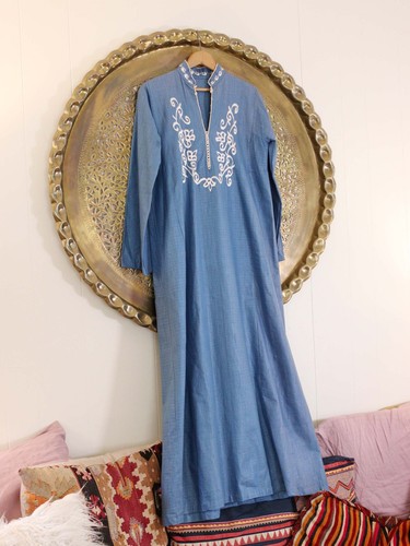 Vtg 960s silk blue - vtg, caftan