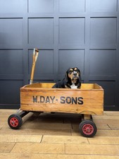 Vintage Pull Along Cart Trailer Wagon / W.Day & Sons / Log Carrier /Radio Flyer