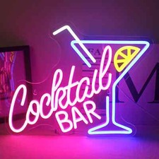 Custom Made personalised cocktail bar glass pub man cave martini Neon Sign light