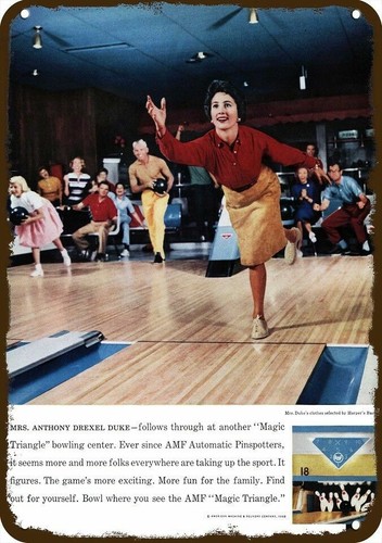 1960 woman amf bowling alley - bowling,