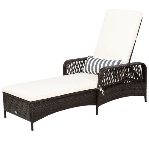 Rattan sun lounger - rattan, with