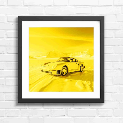 Yellow sports car snowy - yellow,