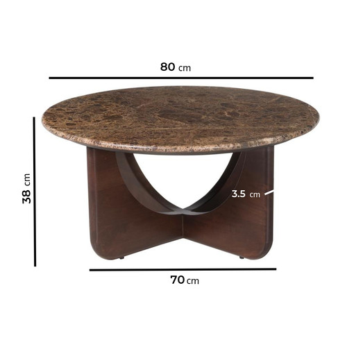 Round brown marble and walnut - round,