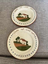 Dartmouth Exeter Studio Pottery Plates ‘Waste not want not’ Motto Ware Cottage