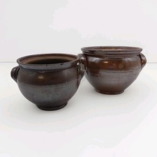 French Studio Stoneware Terrine Soup Pot Glazed Brown Rustic Kitchen Decorative