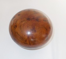 VINTAGE MOROCCAN THUYA WOOD PEBBLE TRINKET JEWELLERY BOX ROUND CIRCULAR LIDDED