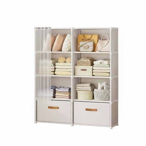 Shelving unit with curtain - unit,