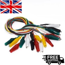 5 Colour 46CM Insulated 10 Crocodile Alligator Clips Test Leads Electrical Clamp