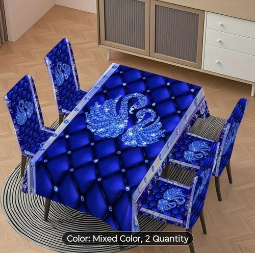 5pcs blue checkered swan