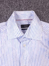 Eton Ganchester Shirt Men 16.5/42 Blue White Stripe Contemporary Fit