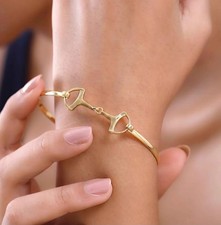 BNIB.  TJC Sterling Silver Equestrian Design Opening Bangle.   Fits Upto 7.75 "