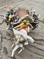 Schleich Fighting Elephant In Battle. Rare. With 3 Riders Great Condition