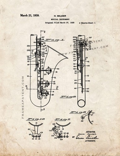 Saxophone patent print old - patent,