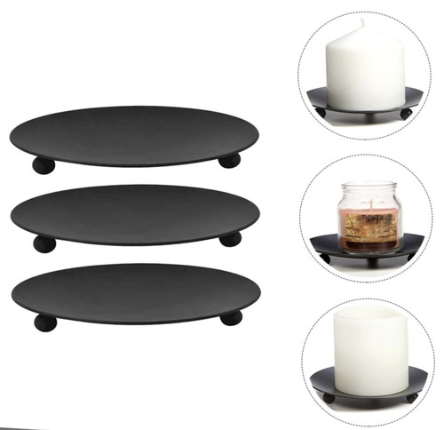 3pcs rustic iron plate - iron, candle