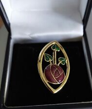 Rennie Mackintosh Design Gold Plated Enamel Brooch - (Box Not Included)