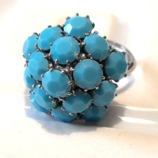 Vintage Blue Stone Cluster Ring Retro Jewellery Something Old Blue Bride UK K