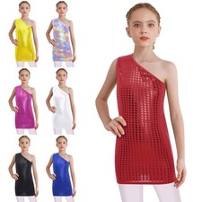 UK Teen Girls Party Twirl Dress Cheerleading Dance Outfit Jazz Hip Hop Clothes