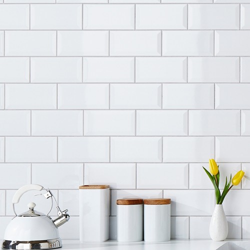 Metro white wall - white, tiles