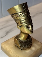 Egyptian Head Bust Paperweight Queen Nefertiti Statue Art Figure Marble Base
