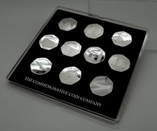 Full Sets of BRITISH & LANDMARKS & ICONS Silver Commemoratives in 50p Coin Case