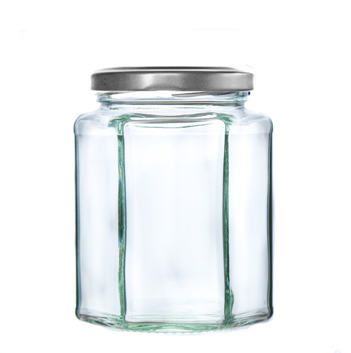 Hexagonal glass jam jars and - glass,