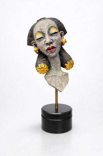 Vintage african art resin lady - vintage,