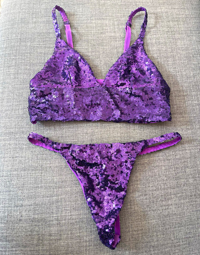 Primark purple sequin bralette - purple,