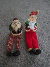 Pair Of Non Matching Santa Claus Shelf Sitters Christmas Decoration