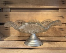 Vintage Aged Glass Metal Sweet Dish #NBR403