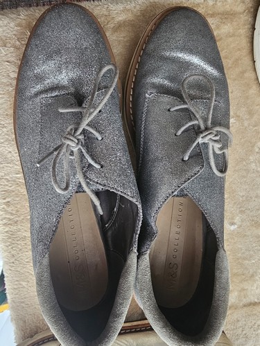 Silver leather shoes - m&s,