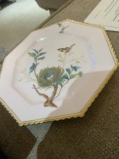 Copeland Early Plate Pink Gilded Cabinet Plate Butterfly Above Birds Nest.