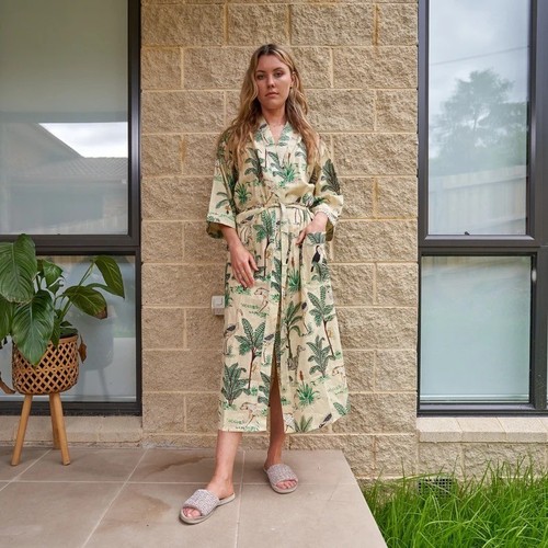 Safari print cotton kimono - safari,