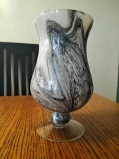 HAND BLOWN GLASS VASE GREY &